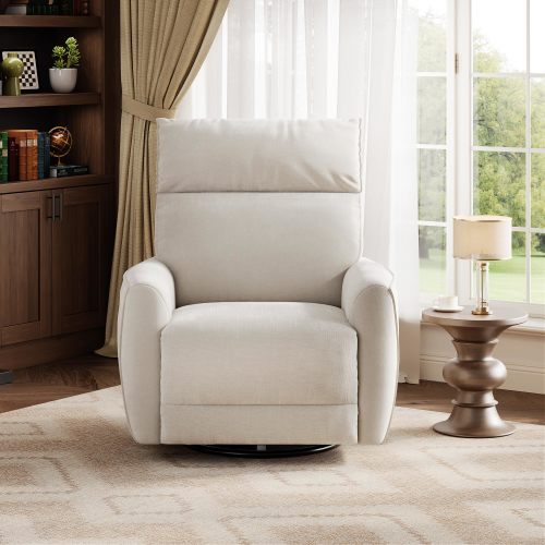 Garvee 30 in Beige Power Recliner Swivel Rocker Glider Chair with USB Ports - Ergonomic High Back Upholstered Fabric Nursery Living Room Single Sofa Seat