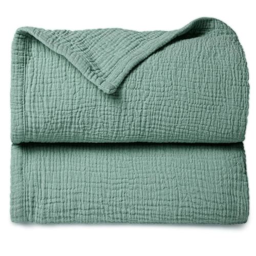 Lulu moon Muslin Quilt Blanket, Crib Blanket for Baby and Toddler,47x47 Inches(Lotus Leaf)