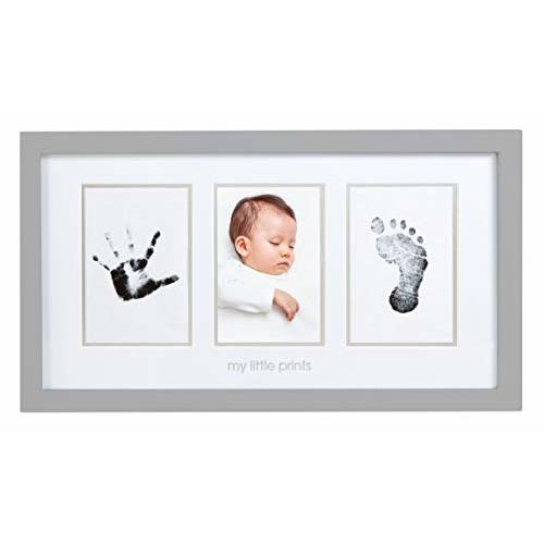 Pearhead Newborn Babyprints Photo Frame Baby Handprint and Footprint Keepsake Kit, Gender-Neutral Nursery Décor, Baby Accessory for New and Expecting Parents, Gray