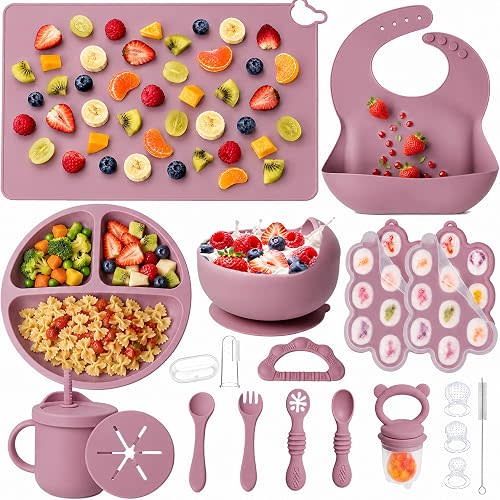 JVEOO 19 Pcs Silicone Baby Feeding Set Eating Essentials for Newborn