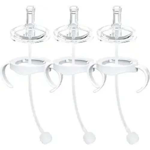Sippy Cup Conversion Kit Compatible with Philips Avent Natural Baby Bottles, Soft Straw top and Weighted Ball Sippy Cup Transition Kit with Handles, 8m+ Pack of 3
