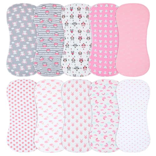 10-Pack Burp Cloths for Baby Boys and Girls - Organic Baby Burp Cloth,Baby Washcloths, Burp Rags, Large Neutral Burp Clothes for Newborn