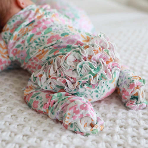 Willow's Whimsy Floral Ruffle Zipper Footie