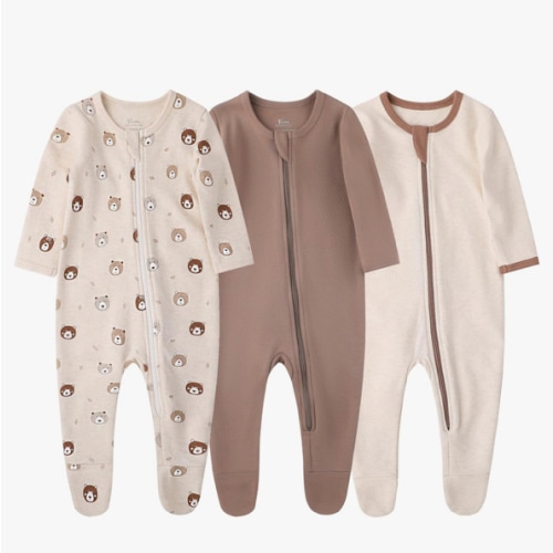 O2 BABY Baby Boys Girls Organic Cotton Zip-Front Sleeper Pajamas, Footed Sleep 'n Play