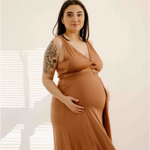 Juliet Labor & Postpartum Gown in Caramel-Limited Time – Lila