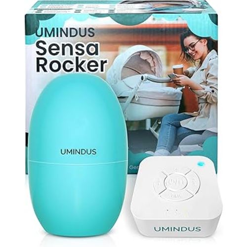 SensaRocker 2-in-1 Baby Rocker & Portable Sound Machine | Hands-Free Baby Vibrating Soother | Stroller Rocker, 5 Speeds & 2 Universal Mounts, Rechargeable, 9 Sounds & Night Light for Newborns