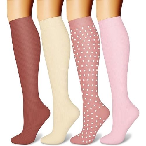 CHARMKING Compression Socks for Women and Men Circulation 4 Pairs 15-20 mmHg Best Support for Athletic Running Cycling