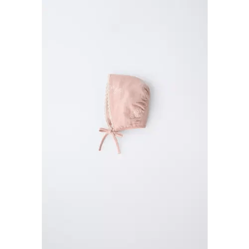 EMBROIDERED FLOWER BONNET - Mid-pink | ZARA United States