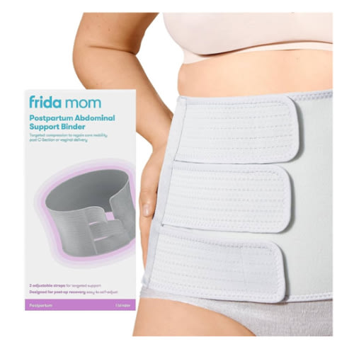 Frida Mom Belly Binder, Postpartum Essentials for Natural and C-Section Recovery, Adjustable Compression Wrap, After Birth Brace, Abdominal Band, 9" High