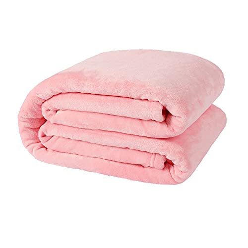 NANPIPER Fleece Blankets, Super Soft Flannel Queen Size Blanket for Bed, Luxury Cozy Microfiber Plush Fuzzy Blanket,Pink