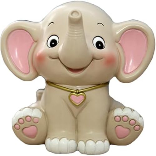 WAIT FLY Cute Elephant Shaped White Pink Resin Piggy Bank Coin Bank Money Bank Gifts for Lovers Children Home Decoration