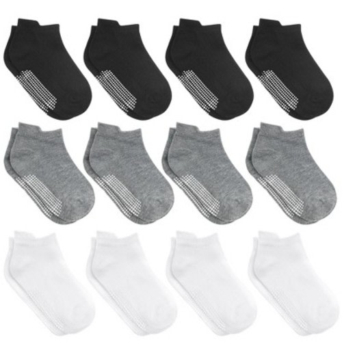 Debra Weitzner Toddler Non-Slip Ankle Socks with Grips for Boys & Girls – Anti-Skid Cotton Socks, Multicolored, 12 Pairs, Ages 12-36 Months