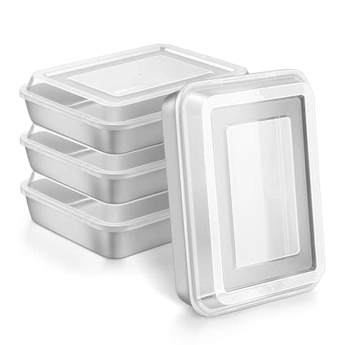 Herogo Baking Pan with Lid Set (4 Pans + 4 Lids), 9 x 12 Inch Stainless Steel Nonstick Deep Bakeware, for Cakes Brownies Casseroles, Non Toxic & Dishwasher Safe