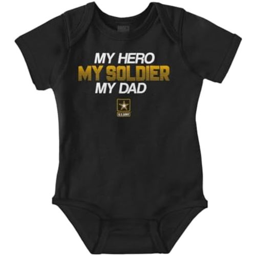 Brisco Brands US Army Logo My Dad Hero Soldier Baby Romper Boys or Girls