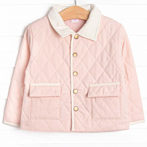 Corduroy Collar Quilted Coat, Pink – Stitchy Fish