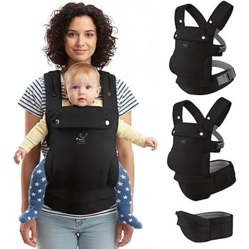 Baby Carriers, Baby Carrier with Hip Seat, 3 in 1 Baby Carrier Newborn to Toddler, 3-36 Month Baby Sling, Adjustable Detachable Baby Hip Seat, Enhanced Lumbar Support, Ideal for Hands-Free Parenting