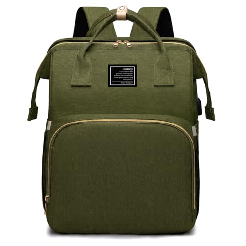 houscly Diaper Bag Backpack with Changing Station, 25L Large Capacity | Multifunction baby bag, baby registry search, baby girl newborn essentials must haves, baby shower gifts, Army Green