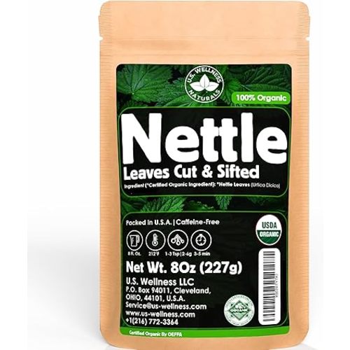 Nettle Tea - 8Oz (REAL WILD HARVEST) | 100% USDA Certified ORGANIC | Loose Leaf (Urtica Dioica aka Stinging Nettle) Cut & Sifted