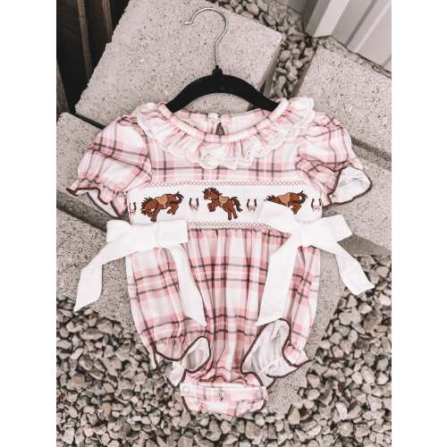 Pink Plaid Rodeo Romper