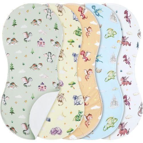 SmoothNovelty 5 Pack Watercolor Dragon Baby Burp Cloths for Newborns 19"x9"