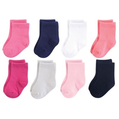 Luvable Friends Baby Girl Fun Essential Socks, Pink Black, Size: 0-6 months