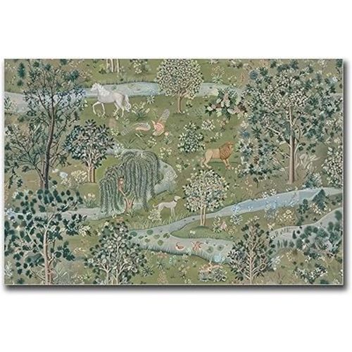 HSHYXARTYX Wall Art Canvas Print Owl and Willow William Morris art Print Modern Art Decoration for Living Room Bedroom and Office 16x24inch