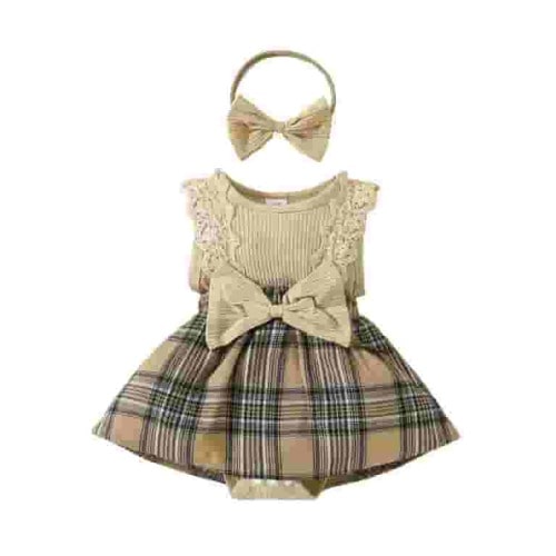 Edvintorg Toddler Girls Summer Clothing Set Clearance Infant Cotton Outfits Sleeveless Skirt Baby Girl Lace Bow Tie Dress Romper Hair Band Set