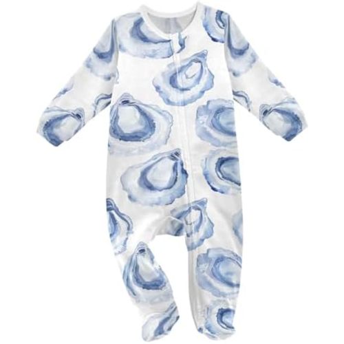 vvfelixl Light Blue Oysters Baby Sleepers for Girl Boys Newborn Baby Play One-Piece Footies for 0-3 Months