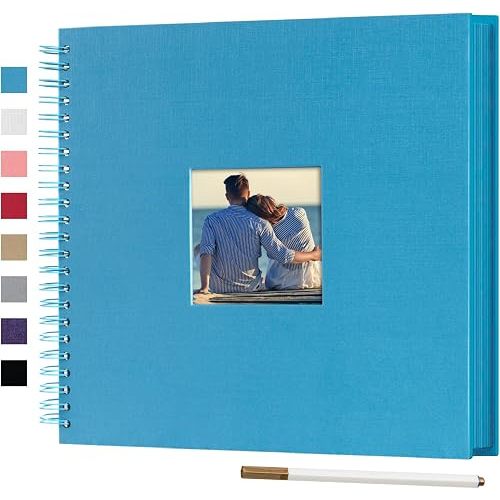 12 x 12 Inch Large DIY Scrapbook Photo Album with Window 80 Pages,Blue