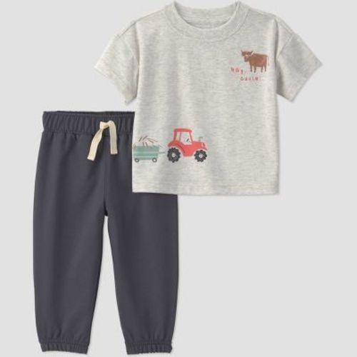 Carter's Just One You® Baby Boys' 2pc Farm T-Shirt and Jogger Pants Set - Gray 9M
