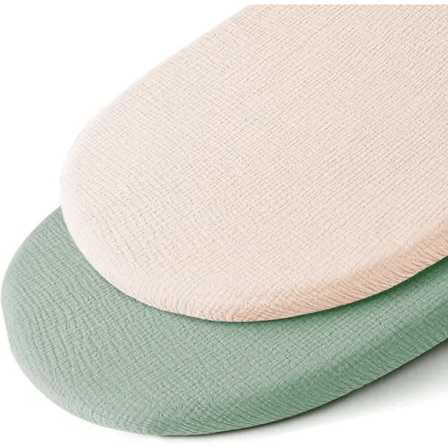 Muslin Bassinet Sheets for Baby Boy Girl,Breathable Baby Bassinet Sheets Fitted for Bassinet,Oval Rectangle,Hourglass,Bassinet Mattress/Pad,Soft Cotton 2 Pack