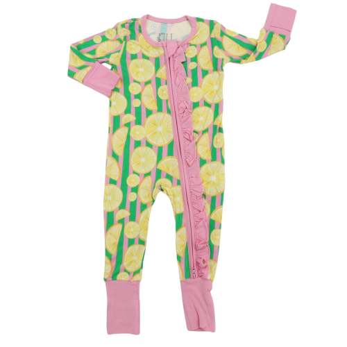 Girls Lemon Double Zipper Romper