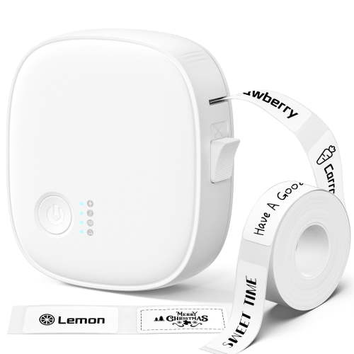 Blozor Mini Label Maker AH-P05 Portable Inkless Bluetooth Small Label Printer Wireless Thermal Label Maker with Tape for Home, Office, Kitchen, School , Storage (White)