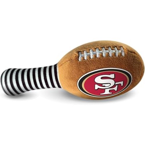 San Francisco 49ers Plush Football Rattle by Smilo - Officially Licensed NFL Baby Rattle Toy - Soft Baby Rattle with Bell - for Babies and Toddlers from 3 Months