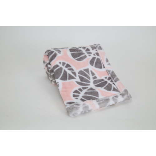 Lambs & Ivy Calypso Pink/Gray Koala Leaf Print Luxury Coral Fleece Baby Blanket