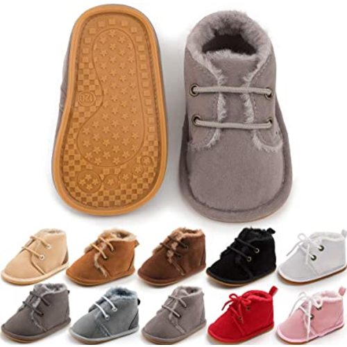 Meckior Baby Booties Newborn Infant Unisex Baby Girls Boys Velvet Rubber Anit-Slip Sole Shoes Toddler Fleece Cozy Winter Warm Prewalker Boots