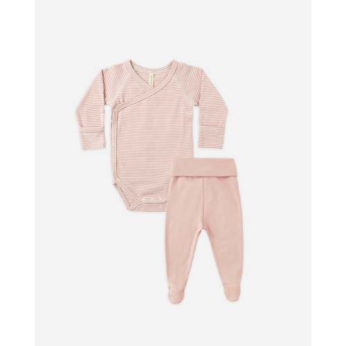 0-3M Side Snap Bodysuit + Pant Set || Rose Micro Stripe – Quincy Mae