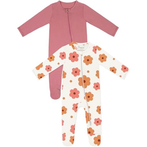Jimonda Bamboo Baby Pajamas,Unisex Boys Girls One-Piece Footies,Long Sleeve Sleepers 2-Way Zip closure Romper