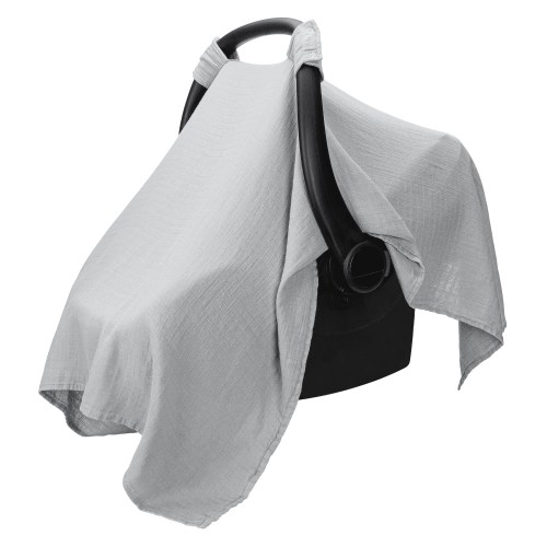 Comfy Cubs Baby Car Seat Cover - Soft, Breathable & Lightweight Large Car Seat Canopy, Heather Blue