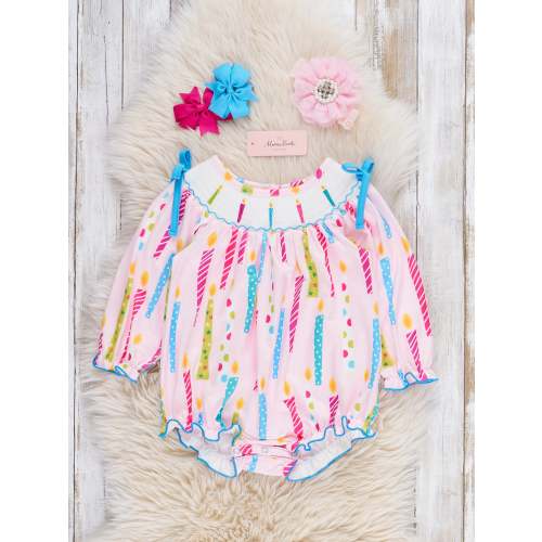 Wish Upon a Candle Smocked Ruffle Bubble