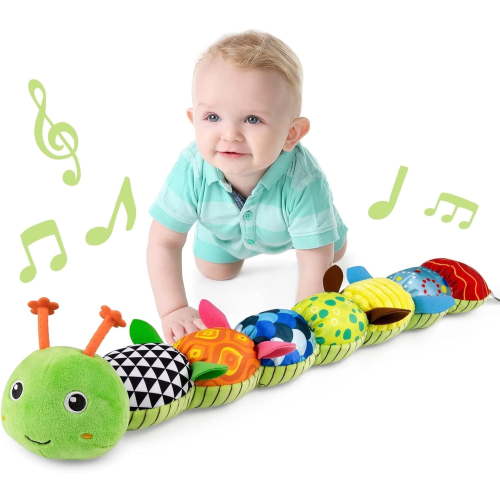 BTEPSGA Baby Toys Musical Caterpillar,Infant Toys Stuffed Animal Toys with Ruler Design and Ring Bell,Baby Teething Toys for Tummy Time Newborn Boys Girls 0 3 6 12 Months