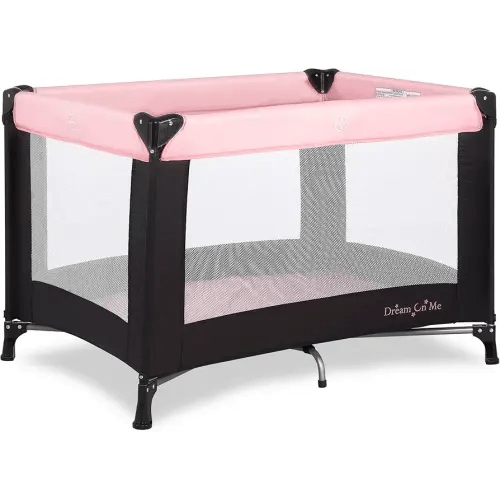 Dream On Me Nest Portable Playard , Award-Winning Lightweight Travel Playpen for Baby. Quick Fold, Mesh Sides, Foldable Mattress Pad, No-Tool Assembly, Meets ASTM/CPSC Standards -Pink