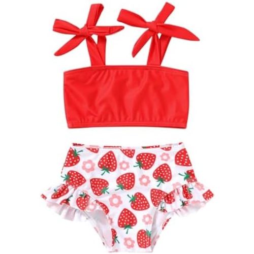 YOUNGER TREE Toddler Girls Two Pieces Swimsuit Color Block Stripe Swimwear Summer Beach Bathing Suit 18M-5T