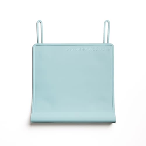 Table Tyke Baby Restaurant Placemat, Silicone Edge Bumper, Sky Blue | 12 x 10 in, Non-slip, For babies, toddlers & kids, FDA food grade, BPA free, Dishwasher & microwave safe, Roll-up loops