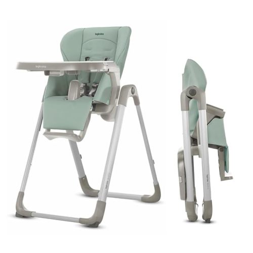 Inglesina My time Highchair, Mint - Adjustable High Chair for Babies & Toddlers, 4 Height & 3 Recline Settings, Collapsible, Tool-Free Assembly, BPA Free, Removable Tray for Easy Cleaning