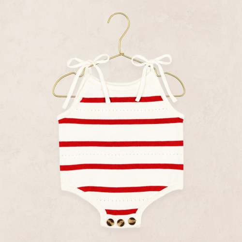Knit Tank Onesie - Red Stripe: 3-6 months