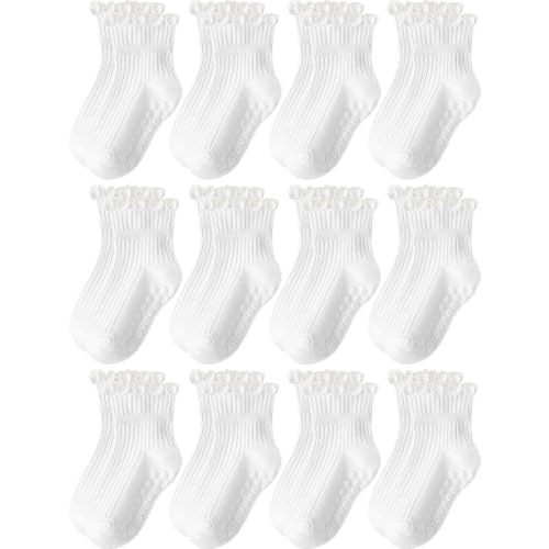 Aroveea Baby Toddler Socks Grip Non Slip Boys Girls Cotton 12 Pack for Kids Ankle Cute Socks 6M-7Years