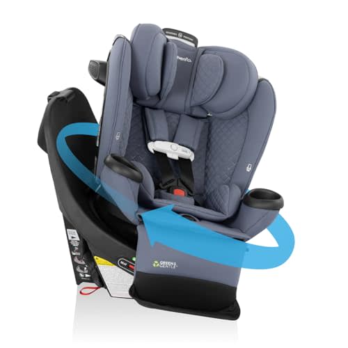 Evenflo Revolve360 Extend All-in-One Rotating Car Seat | with Green & Gentle Fabric, SensorSafe, Rear-Facing, Forward-Facing, Highback Booster Mode, Infant to 12 Years (Flint)