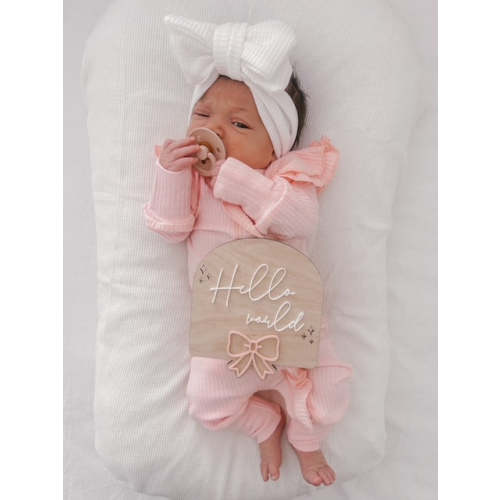 FLUTTER RUFFLE RIBBED ONESIE | CANDY PINK