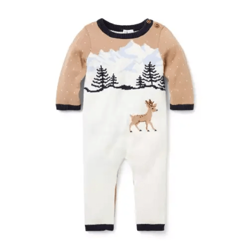 Oat Beige Baby Deer Sweater One-Piece by Janie and Jack